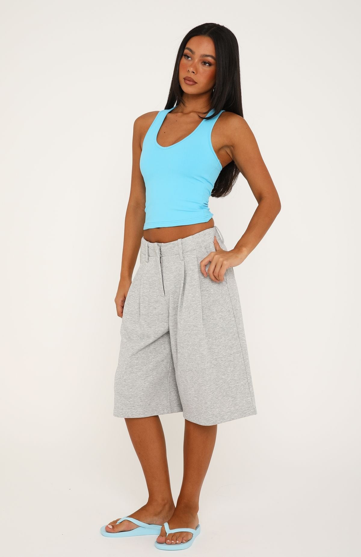 Sun In Your Eyes Tailored Longline Shorts Grey Marle view 3