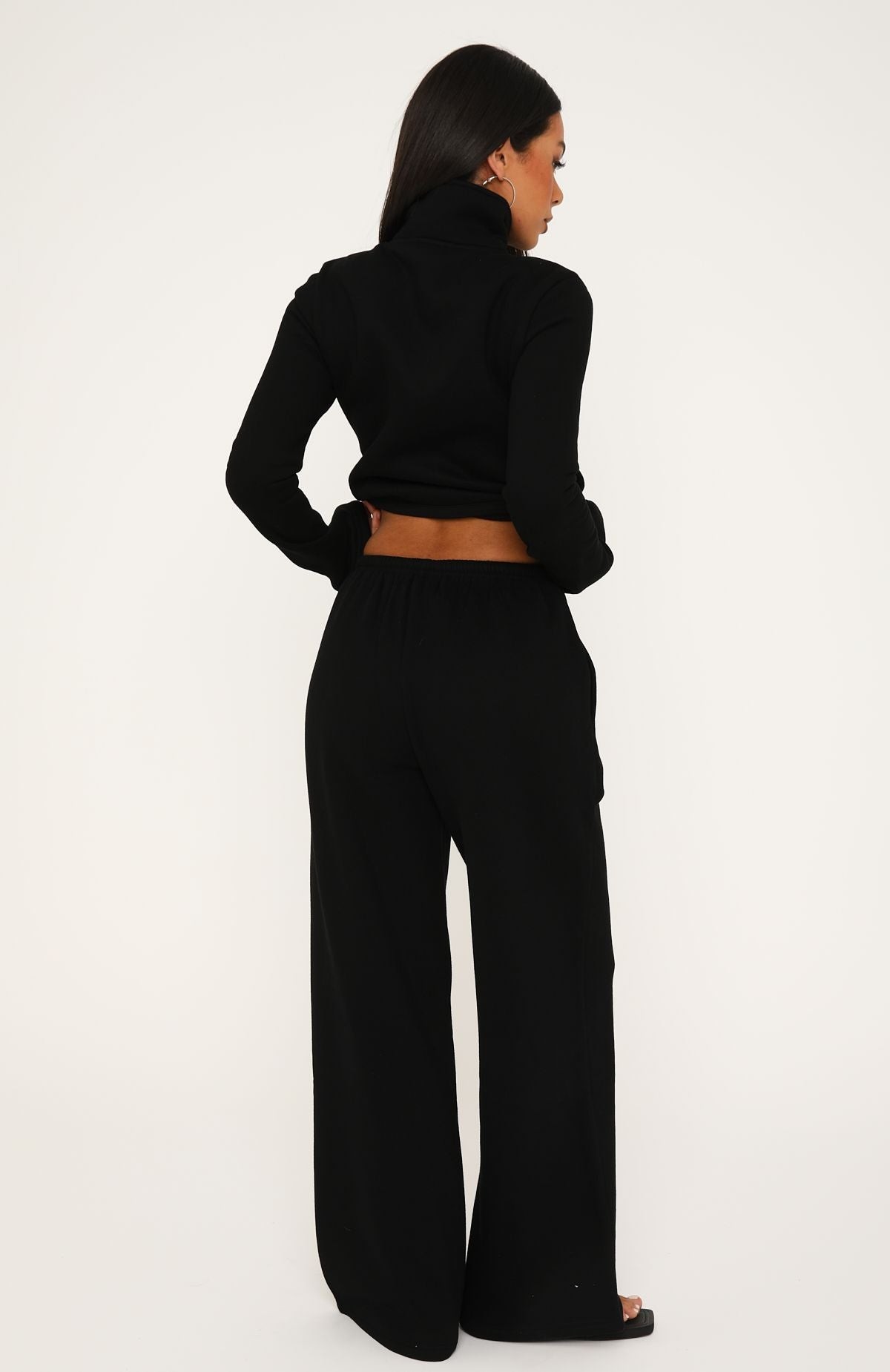 Not Changing Wide Leg Sweatpants Black view 4